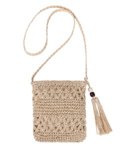 Sac Aucuu en Paille Boho Femmes | Accessoire de Mode Manufatiqué à la Main avec Bandoulière | pour Plage, Voyage et Vaca