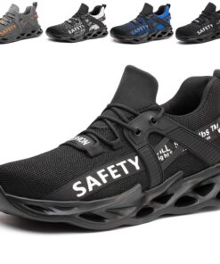 Chaussures de Sécurité PJZHJI Hommes Légères Antidérapantes Embout Acier Confortables pour Travail