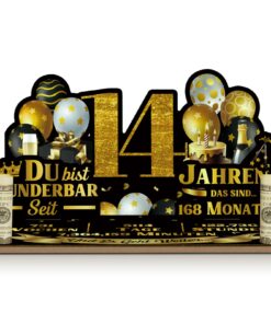 Putuo Decor Présentoir de table pour 14e anniversaire - Vous êtes merveilleux depuis 14 ans - Décoration avec graphique