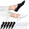 EKSHER Lot de 10 paires de chaussettes invisibles - En coton et silicone - Antidérapantes - Taille 35-50 OEKO-TEX STANDA