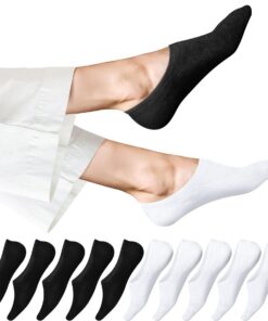 EKSHER Lot de 10 paires de chaussettes invisibles - En coton et silicone - Antidérapantes - Taille 35-50 OEKO-TEX STANDA