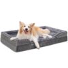 KSIIA Panier Orthopédique pour Chiens Gris, Coussin Mémoire de Forme Déhoussable, Lit Antidérapant pour Chiens