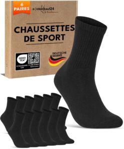 Chaussettes de Sport sockenkauf24 Homme Respirantes et Renforcées Lot de 6 Paires OEKO-TEX STANDARD 100 Chaussettes de T