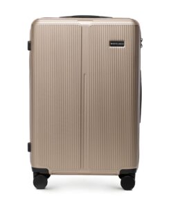 Valise WITTCHEN Stripes Line Doré 67,5 × 45 × 27 cm | Coque Rigide ABS, 4 Roulettes 360°, Serrure à Code, Valise pour so