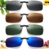 Begpoee Lunettes de Soleil Clip UV400 Homme Femme Conduite Pêche Voyages en Plein Air 4 Pièces Clips Solides