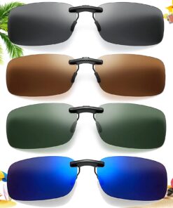 Begpoee Lunettes de Soleil Clip UV400 Homme Femme Conduite Pêche Voyages en Plein Air 4 Pièces Clips Solides
