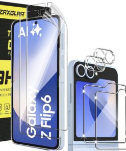 ZAXGLAR Verre Trempé Samsung Galaxy Z Flip 6/Flip6 5G + Protège Écran et Caméra Arrière Ultra Résistant, Clarté HD, Sans