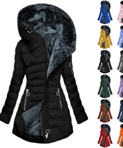 HAOLEI Manteau Matelassé Épais Pour Femme Doudoune Chaude D'Hiver Fermeture à Glissière Coupe Vent