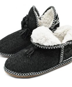 COFACE Bottines Femmes Chaudes en Fourrure Doublées Antidérapantes Semelles en Caoutchouc Chaussons Intérieurs