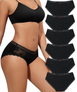 Levao Culottes Coton Douces pour Femmes - Bikini Slips Hipster Confort en Dentelle (S-XL)
