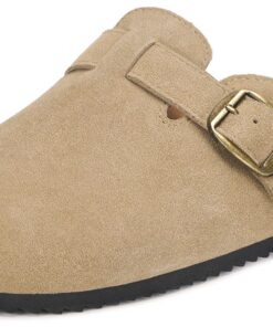 Intini Mules et Sabots Homme Femme | Chaussures de Jardin Confortable d'Intérieur Extérieur | Cuir Fermé Semelles Chauss