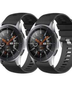 Bracelet Samsung Galaxy Watch 46mm/Watch 3 45mm/Huawei GT 2/GT 4 46mm, Silicone Souple 22mm pour Homme (Noir/Noir, 22mm)