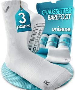 Chaussettes RestoreFeet Antidérapantes Unisexe – Confort et Sécurité pour les Marches Intérieures – 3 Paires – Pointe La