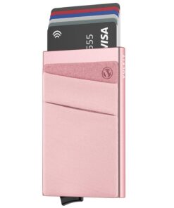 VULKIT Porte Carte de Crédit Aluminium Rigide avec RFID Blocage - Stocker 5 Cartes et Espèces - Porte-Cartes Pratique po