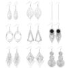 Hifot 9 Paires Boucles d'Oreilles Femme Argent : Grande Taille, Feuille SpiraleTriangle Boucles d'Oreilles Péndentes pou