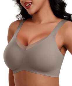 HORISUN soutien-gorge femme sans armature sexy col en V push-up dentelle maintien confort anti-affaissement
