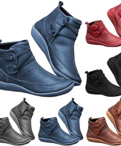 Bottes Luckywaqng en cuir femme - Chaussures pieds nus confortables - Bout rond