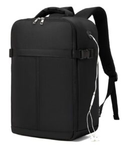 Kono Bagage Cabine Imperméable pour Voyage Travail - Noir Kono Sac à Dos Cabine Avion avec Port USB - Noir Kono Bagage C