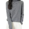 Chanyarn Femme 100% Laine Merino Pull Sans Couture Manches Longues Col Roulé Tricot Prêt à Porter