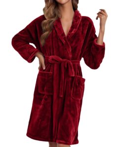 Generic Peignoir Femme Épais en Flannel Polaire Chaud pour Matin Réveil