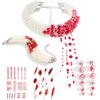 Hifot 5 Pièces Bijoux Halloween Femme Cicatrice Tatouage Gothique Collier Blood Perle Bracelet Boucles D'Oreilles Access