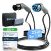 Bokman Câble de Recharge Type 2 pour Voiture Électrique (22 kW, 5 mètres), Charge Rapide et Sécurisée IP55 Étanche – Com