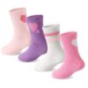 Chaussettes Enfant Fille Sport Cœurs Rayés 4 Paires 4-10 Ans Élégantes et Confortables pour Enfants Actifs
