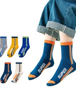 Chaussettes Garçons Filles Coton Sport Nouveauté École Drôle 5 Paires Cadeaux Amusants Toddler