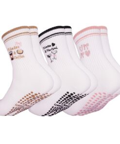Chaussettes Antidérapantes Kaempe Femme pour Pilates - 3 Paires - Chaussettes Pilates Femme