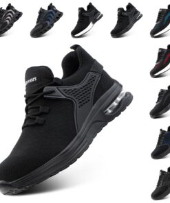 Hitmars Chaussures de Sécurité Hommes et Femmes Noir EU 36-48 - Confortables Basket Security Shoes pour Travailler en Ch