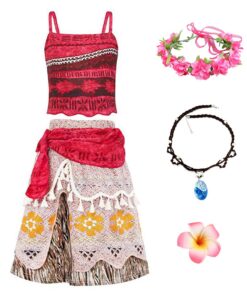 New front Déguisement Moana Multicolore 3-7 ans Filles Halloween&Carnaval Collier Frange Bretelle Cadeau Noël