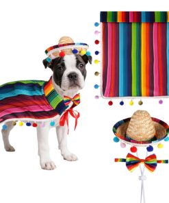 Beipepegin Costume de chien mexicain 3 pièces avec chapeau ombréro Halloween pour Chiot