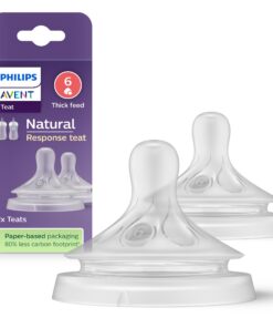 Philips Avent - Lot de 2 tétines pour bébé 6 mois, Débit 6 liquides épaissis, Sans BPA, SCY966/02