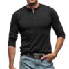 T-shirt homme manches longues boutons henley