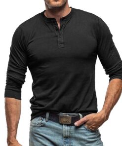 T-shirt homme manches longues boutons henley
