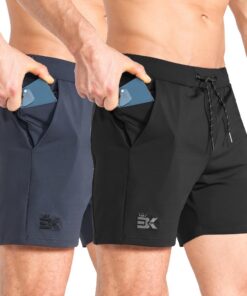 BROKIG Shorts Sport Homme Légers Séchage Rapide Poche Zippée