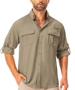 Asfixiado Chemise UPF50+ pour homme | Chemise UV respirante boutonnée | Chemise fonctionnelle de plein air pour homme