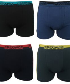GREENICE Boxer Caleçons Homme Noir Gris Navy Bleu Taille M-L-XL-2XL-3XL Sous-vêtements en Coton