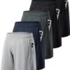 miijoory Shorts Sport Homme Lot de 5 - Poches et Taille Élastique - Séchage Rapide - Idéal pour la Gym et le Fitness