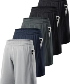 miijoory Shorts Sport Homme Lot de 5 - Poches et Taille Élastique - Séchage Rapide - Idéal pour la Gym et le Fitness