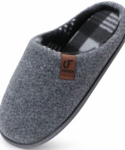 COFACE Chaussons Homme Hiver Chaud en Mousse à Mémoire de Forme Gris Taille 44 pour Intérieur/Extérieur Antidérapant en