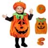 Costume Citrouille Enfant Halloween, Déguisement Citrouille Garçon et Fille, Idéal Pour Fête d'Halloween et Party Thème