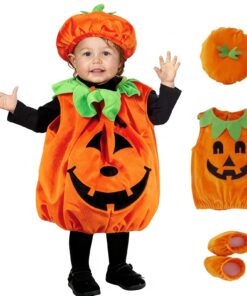 Costume Citrouille Enfant Halloween, Déguisement Citrouille Garçon et Fille, Idéal Pour Fête d'Halloween et Party Thème
