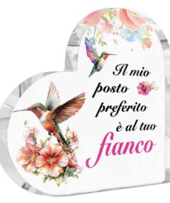 Dekor Putuo Acrylique Cœur – Accessoire Romantic pour Cadeau Saint-Valentin – Colibri et Fleurs – Idéal pour Anniversair