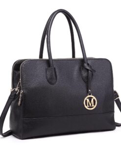 Sac à main Miss Lulu Femme Noir Tendance Grand Cabas Épaule Fourre-Tout Cours Lycee Travail 14 Pouces