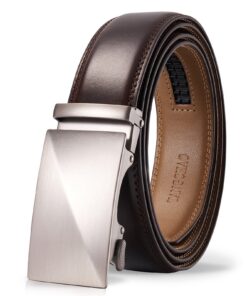 CEINTURE TANGCHAO POUR HOMMES REGGLABLEE À CLIQUET LARGE 35MM POISSOND'ANGE NOI 115-145CM BU CLIP AUTO CEINTURE EN CUIR
