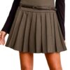 CUPSHE Jupe plissée courte femmes automne/hiver avec ceinture fine style collège high waist trendy - College look - Mini