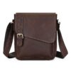 BAIGIO Sac à Bandoulière en Cuir Vrai pour Homme - Style Rétro - Motif Cheval - Marron Café - Sac Décontracté pour Trava