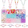 HIFOT Créatif Bijoux Enfant Perles Fabrication Collier Bracelet Kit Fille Licorne Sirène Papillon Princesse 400PCS+ DIY