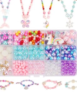 HIFOT Créatif Bijoux Enfant Perles Fabrication Collier Bracelet Kit Fille Licorne Sirène Papillon Princesse 400PCS+ DIY